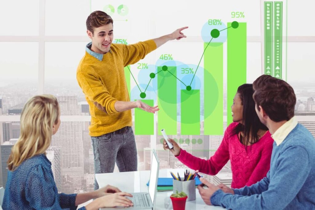 The Real Business Impact infographic showing how technology, innovation, and strategic decisions improve business growth, productivity, and performance.